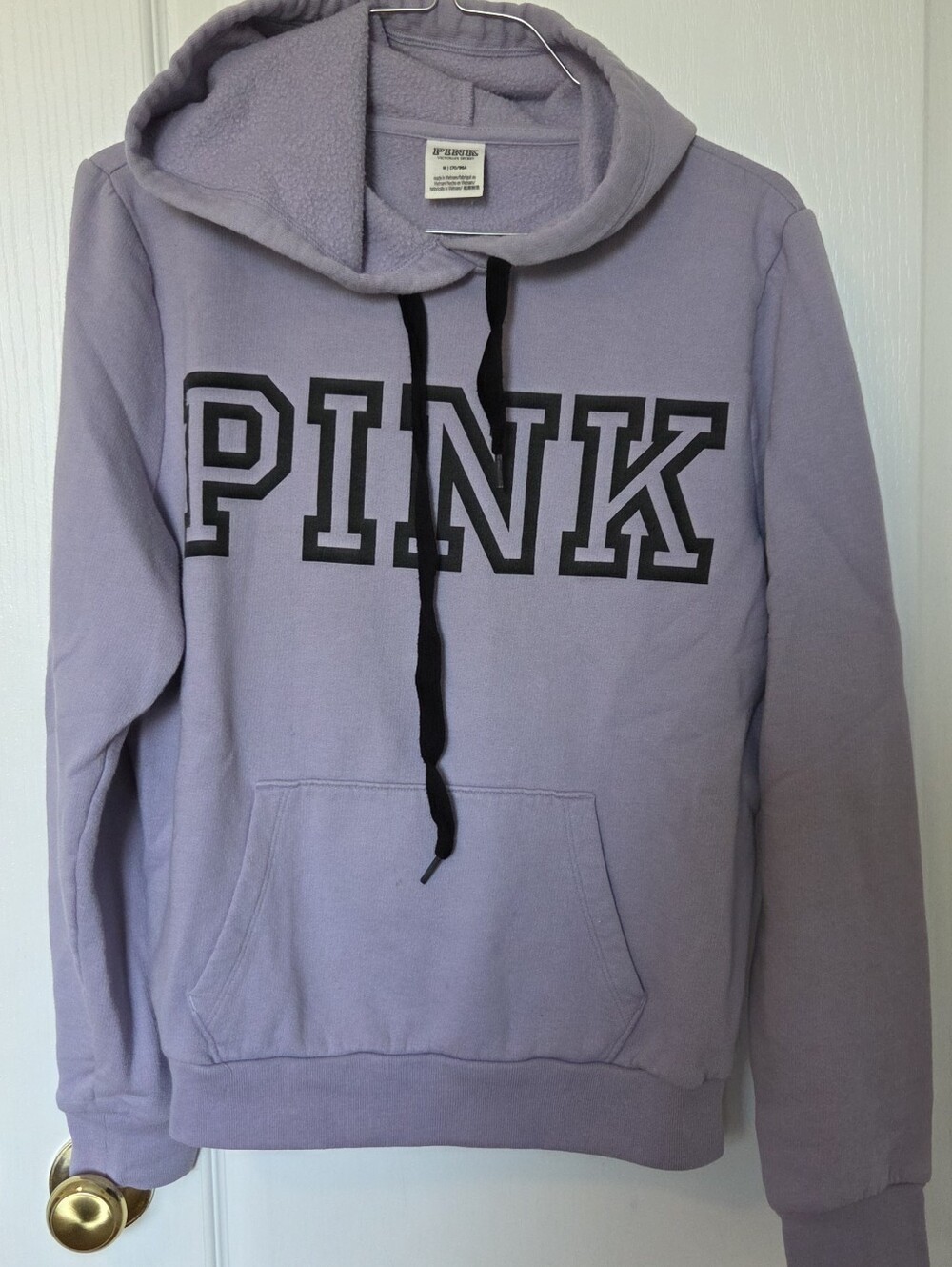 PINK Victoria's Secret White Label on Light Gray Shirt